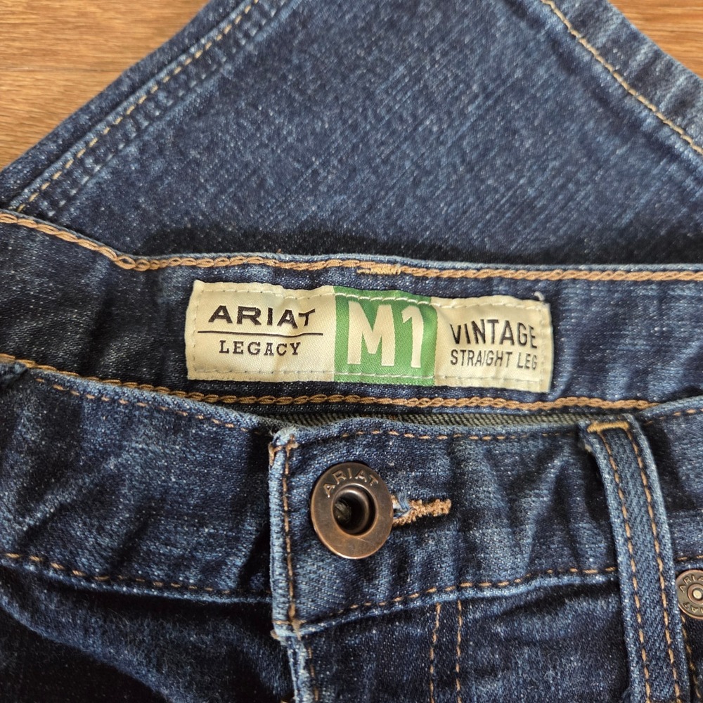 Ariat M1 Legacy Vintage Straight Leg Jeans Mens 33x30 Dark Wash Denim - Picture 4 of 8